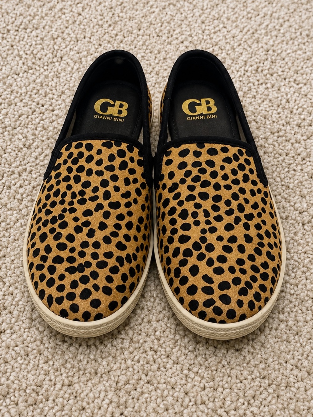 Gianni Bini Leopard Print Slip-On Sneakers in Tan and Black size 7